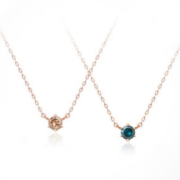 14K 로즈골드 아이리스 1부  다이아몬드 목걸이