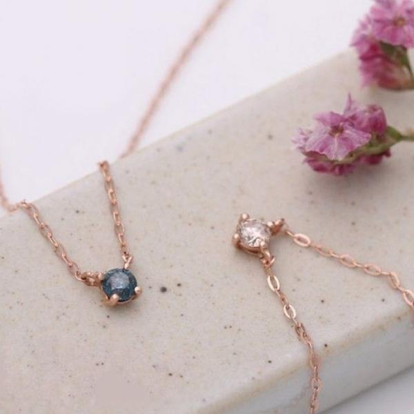 14K 정품 로즈골드 로제 1부  다이아몬드 목걸이