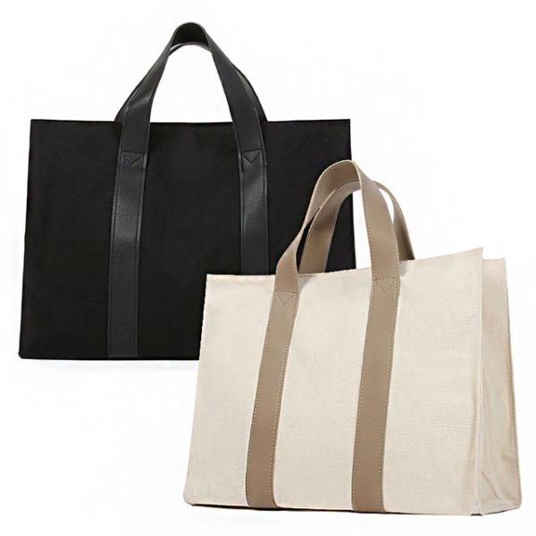 심플 베이직 빅스퀘어 캔버스 에코백 숄더백