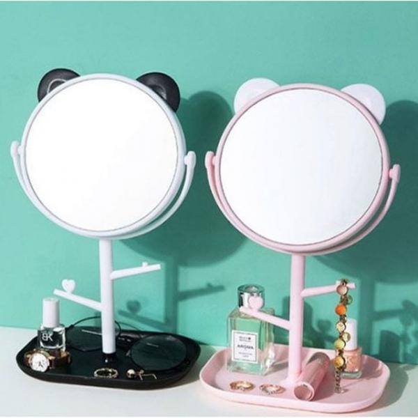 곰돌이 트레이 탁상 거울 1P 악세서리 화장대 스탠