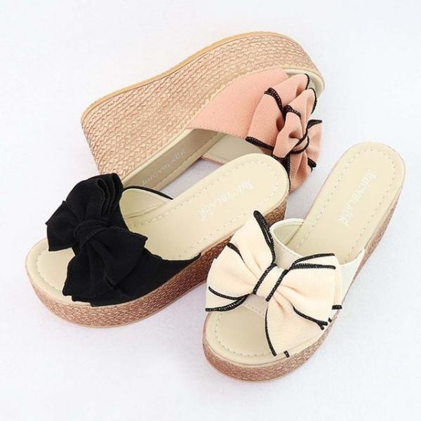 여자 굽있는 슬리퍼 사무실 웨지힐 실내화 통굽 샌들