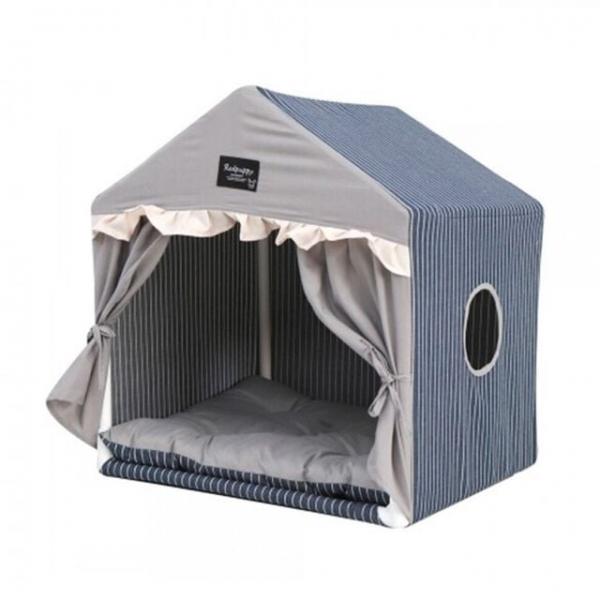 강아지 텐트 커튼 하우스 네이비 1P 고양이 숨숨집