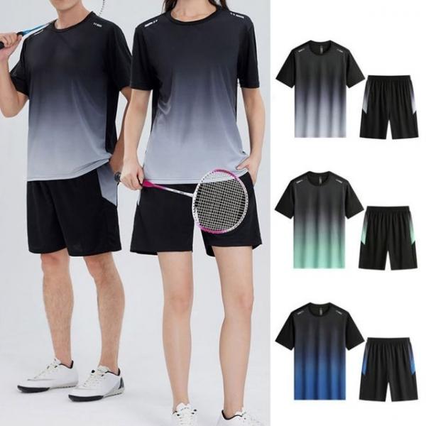 남여공용 그라데이션 컬러감 운동 반팔 반바지 세트