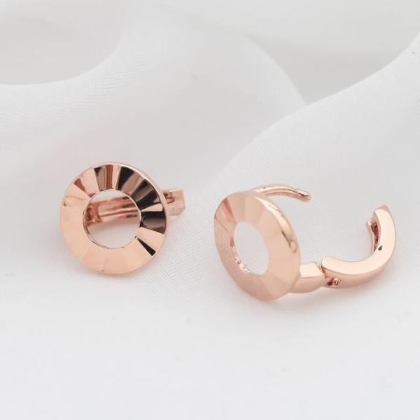 14K 금침 레아 로즈골드 라운드 컷팅 원터치링 귀걸이