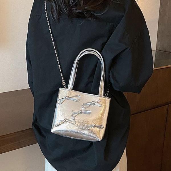 리본 실버 미니 크로스 토트백 HH-G94