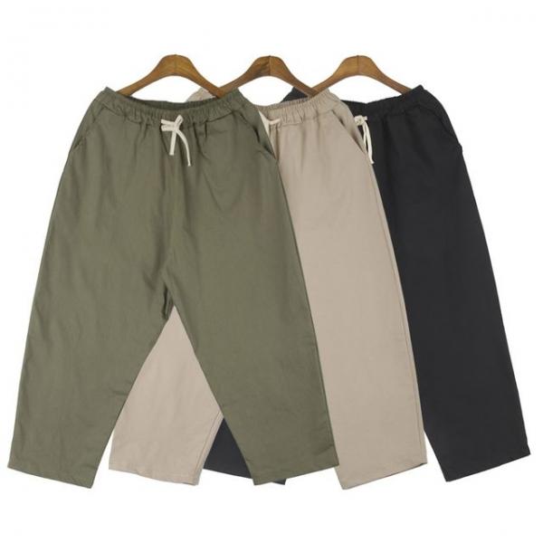 크롭 린넨 배기팬츠 긴바지 신축 밴딩바지