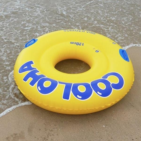 지금 딱 반값 쿨로하 튜브 옐로우 원형 더블쉴드 더블 안전 대형 성인 바다 수영장