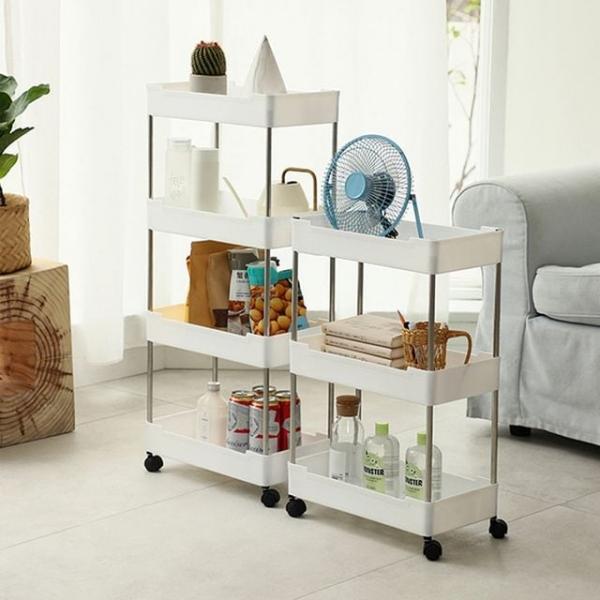 이동식 틈새 트롤리 3단 4단 트레이 코너선반 북카트