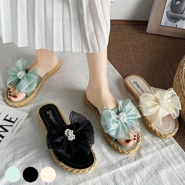 귀여운샌들 리본 진주 러블리 예쁜 슬리퍼