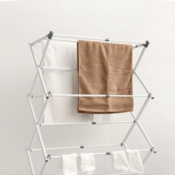 좁은거실 가습 길이조절 화이트 빨래건조대