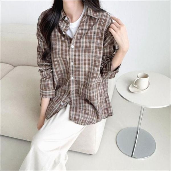 타탄체크 루즈핏 남방 캐주얼 셔츠 남녀공용 클래식