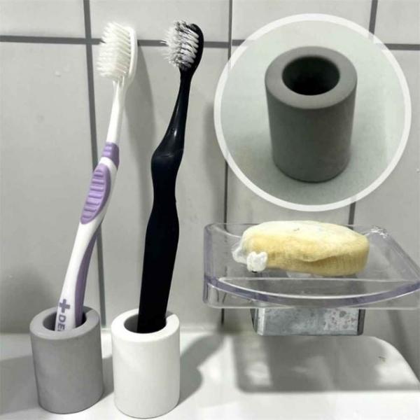 규조토 칫솔꽂이 원형 그레이 거치대 규조토칫솔꽂이