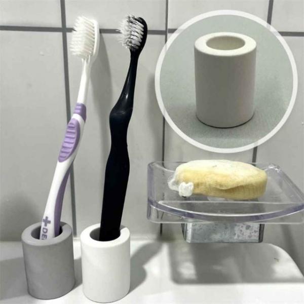 규조토 칫솔꽂이 원형 화이트 케이스 규조토칫솔꽂이