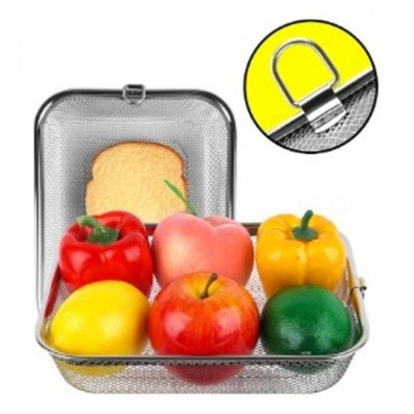 국산 스텐 채반 사각 과일 튀김 바구니 2호 중