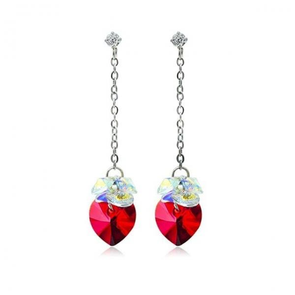 레드 하트 오스트리아 크리스탈 써지컬 드롭 귀걸이 250901