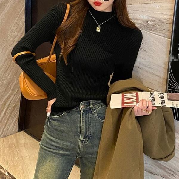 F007590_하프터틀넥 골지슬림 터틀넥 니트티셔츠