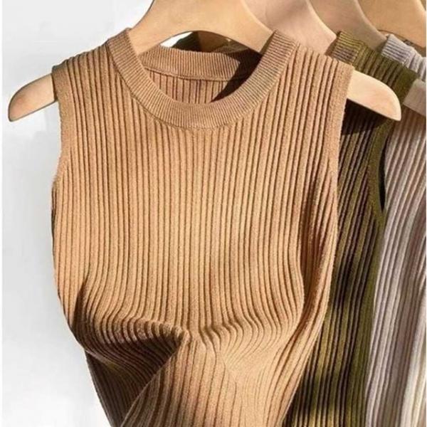 민소매 나시 니트 티셔츠 골지 정장 이너 여름 출근룩