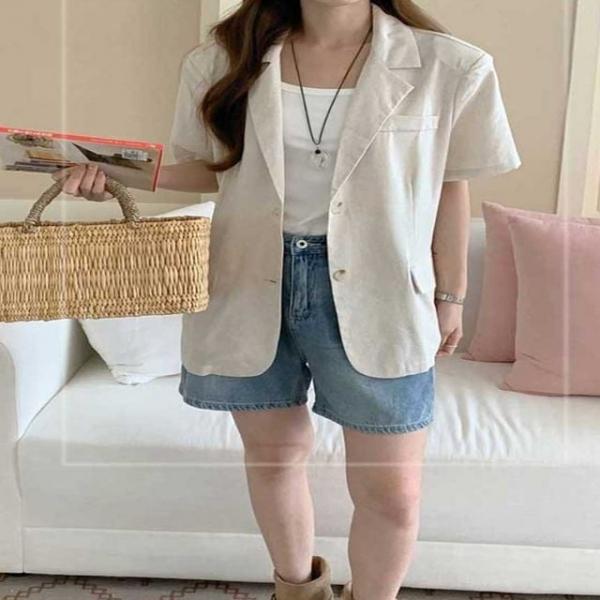 여자 2컬러 블레이저 여름 반팔 자켓 썸머 출근룩