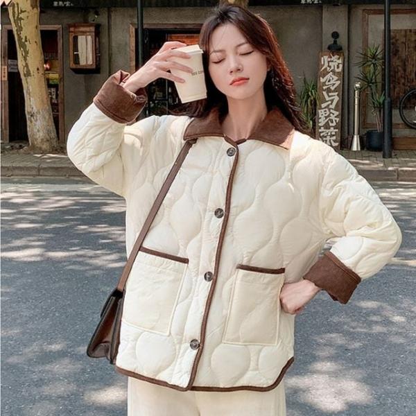 코듀로이 퀼팅 골덴 배색 누빔패딩