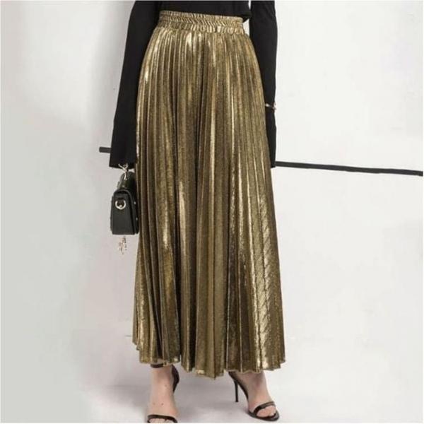 반짝이 롱 주름스커트 밴딩 화려한 파티룩 플 롱치마