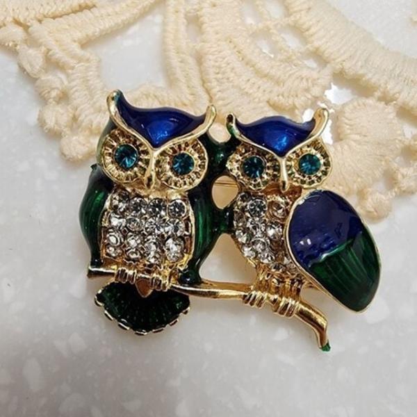 패션 커플 부엉이 브로치