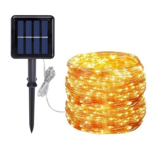 와이어 전구 태양열정원등 옐로우 12M 100구 와이어 줄전 등 전구 정원등 광 트리 태양 광조명 알