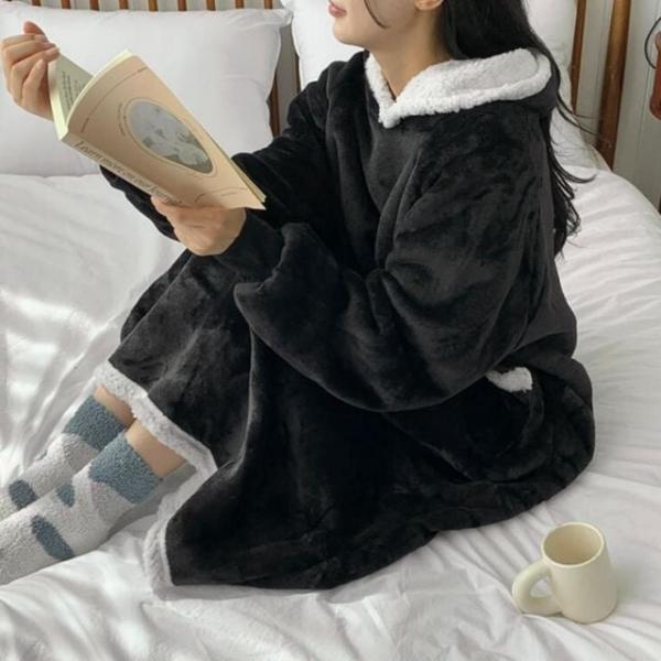 입는 대형 롱 후드 담요 집순이 블랭킷 2color