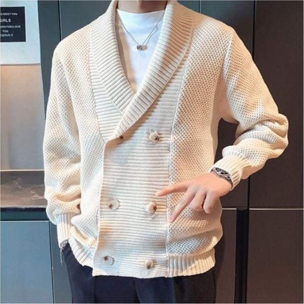 남성 훈남 더블카라 니트 가디건 봄 가을 간절기 2컬러 댄디룩