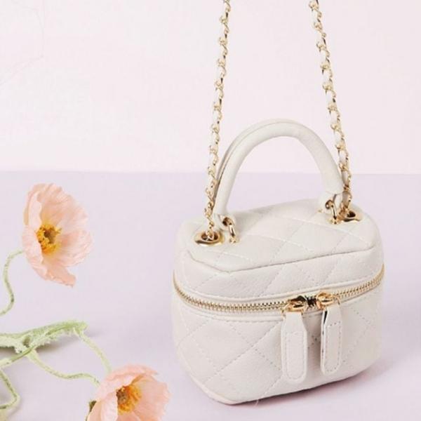 미니 토트백 퀼팅 체인줄 귀여운 핸드백 아이보리