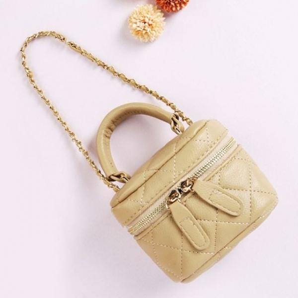 미니 토트백 퀼팅 체인줄 귀여운 핸드백 베이지