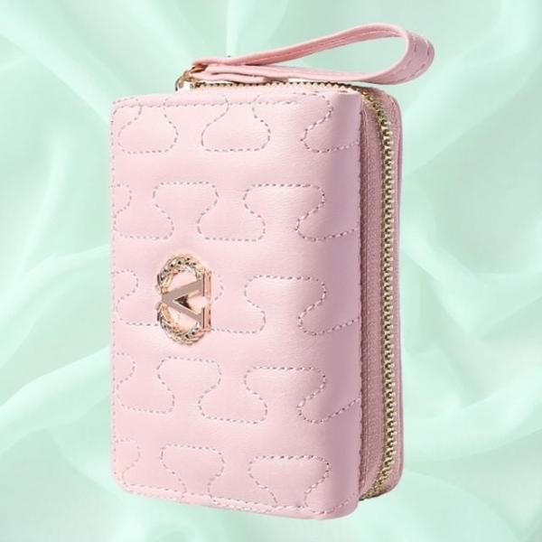 수납많은 수납 동전지갑 화이트 PU 3단 블랙 반지갑