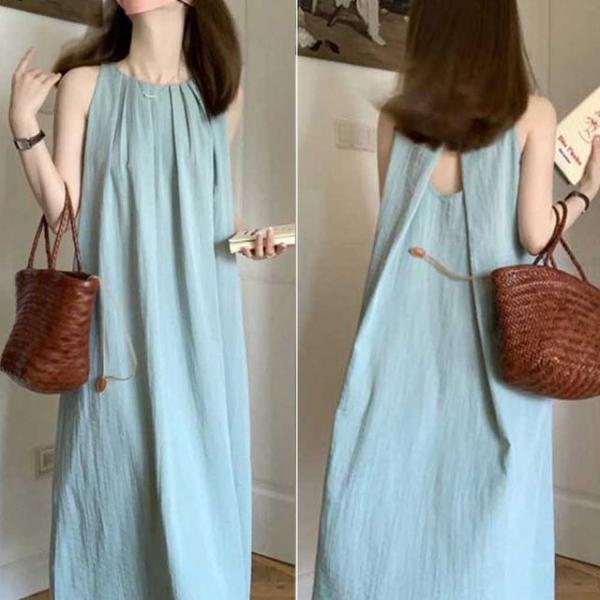 민트 루즈핏 롱나시원피스 여리여리 데일리 바캉스룩