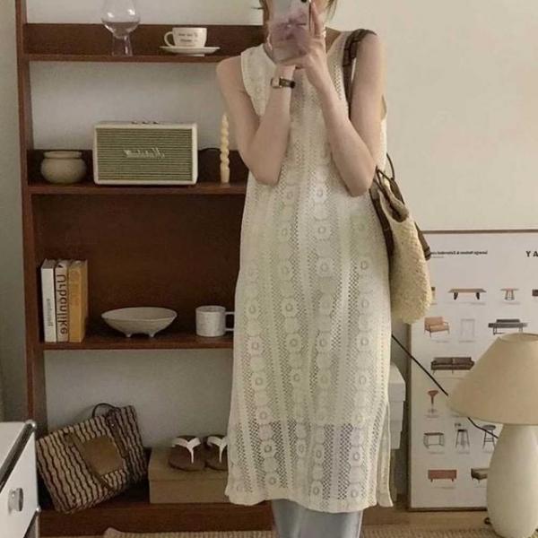 크로셰 레이스 니트 원피스 여리여리  데일리룩