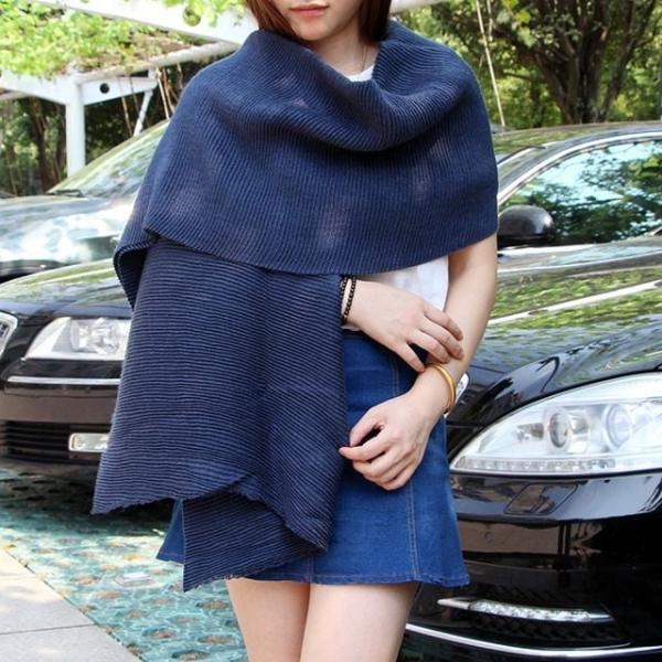네이비 어깨숄 롱사이즈 머플러