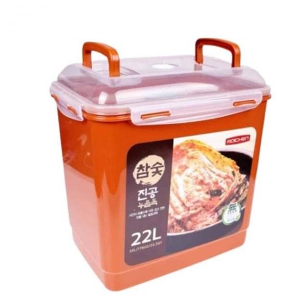 참숯 진공 누름독 22L 사료보관통 김치담는통 대형양념통