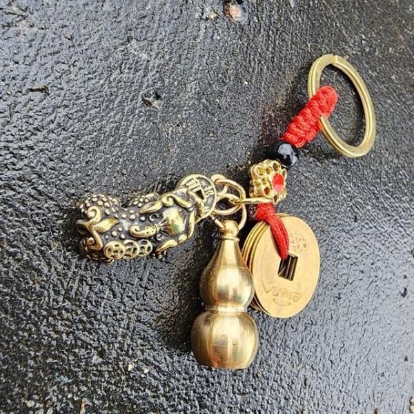 재물운 청동 비휴 호리병 풍수 열쇠고리