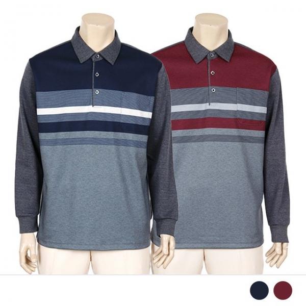 펠브르 스트라이프 카라넥 긴팔 티셔츠