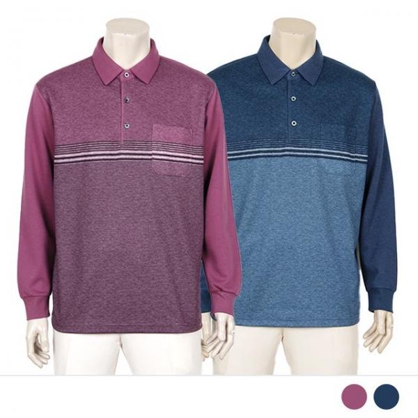 로이클 스트라이프 카라넥 긴팔 티셔츠