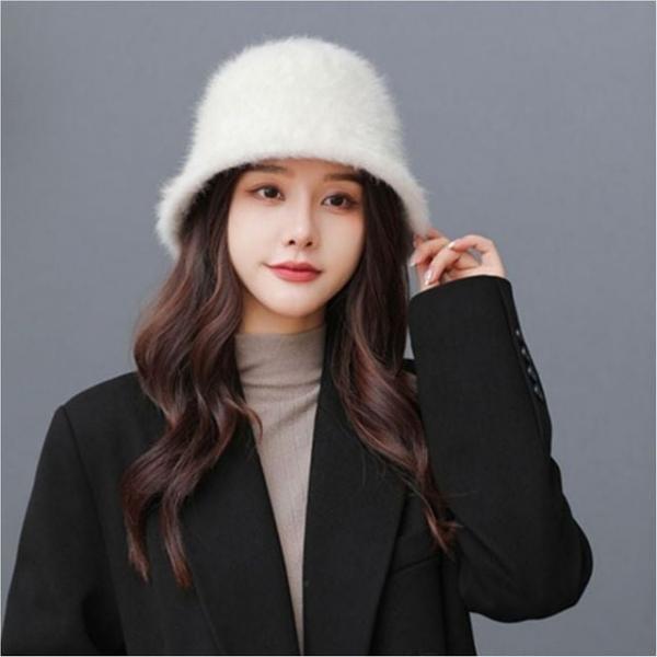 여성 털버킷햇 페이크퍼 벙거지 방한모자 겨울 4색