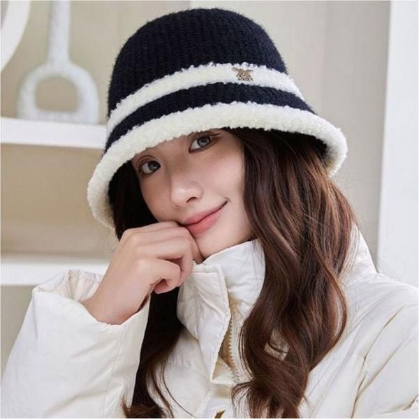 여성 배색 벙거지 겨울 버킷햇 쌩얼가림 니트모자 5색