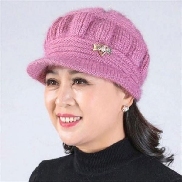 중년여성 펄니트 헌팅캡 털모자 겨울 할머니모자 4색