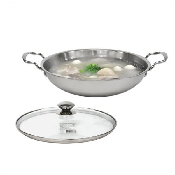 bns 인덕션가능 스텐 양수 전골냄비 뚜껑포함 30cm 찌개/낮은냄비/곱창/가정용/업소용