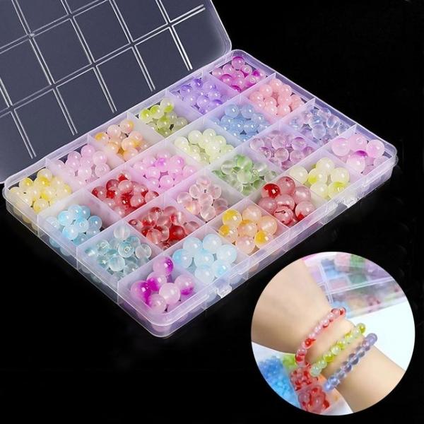 비즈아트 DIY 팔찌 크리스탈 유리구슬 비즈 24칸 세트
