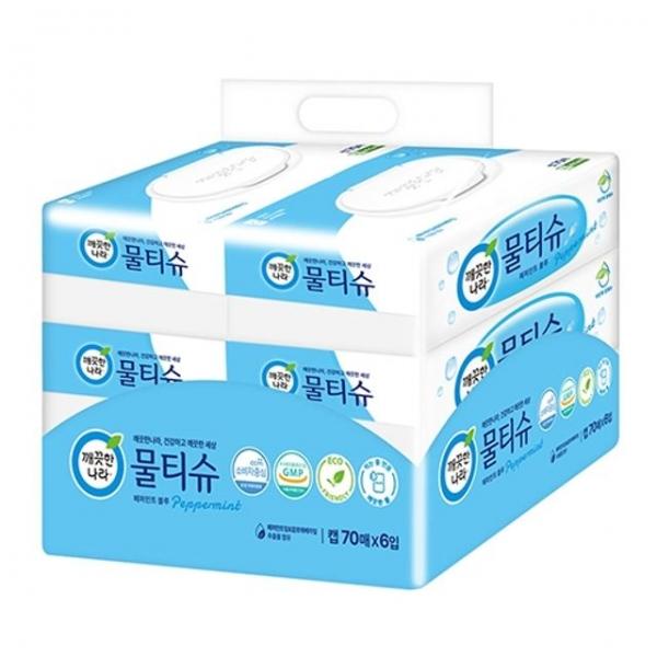 깨끗한나라 물티슈 캡형 70매X6입