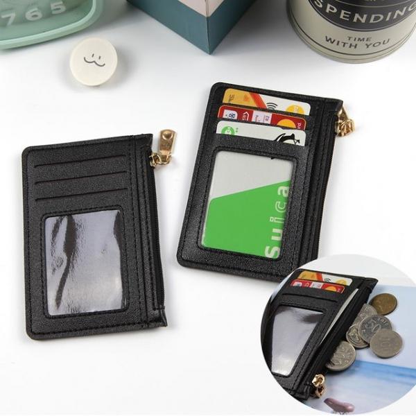5포켓 동전 카드 명함 신분증 휴대 보관 지갑 블랙1P