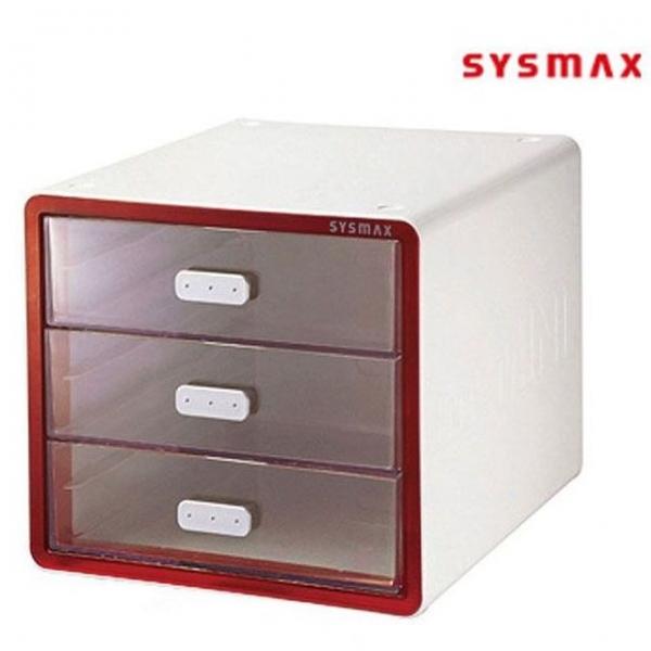 SM 미니 서랍장 3단 레드 1P 책상 플라스틱 소품함