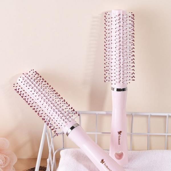 키밍 핑크 헤어롤빗 헤어브러쉬 롤빗 머리빗 헤어롤빗