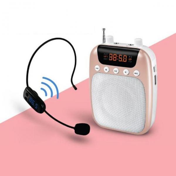 휴대용 무선 마이크 앰프 스피커 핑크 행사 강의