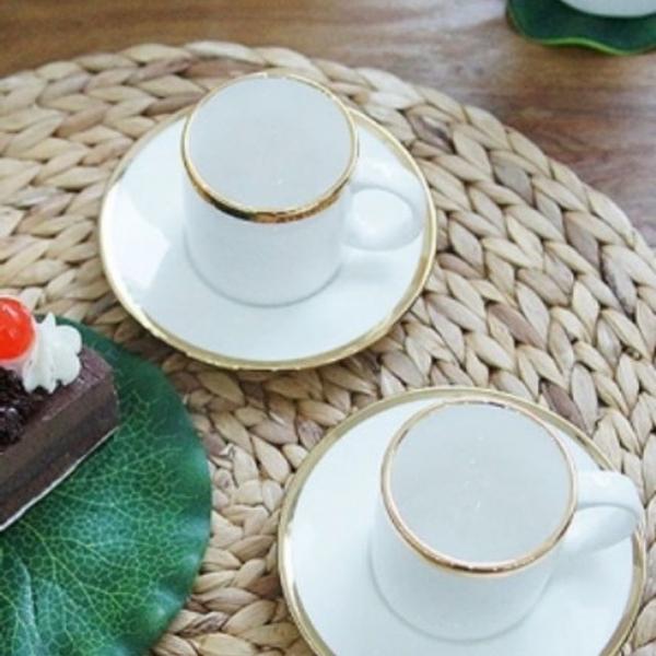 골드링 도자기 에스프레소잔 1개 받침포함