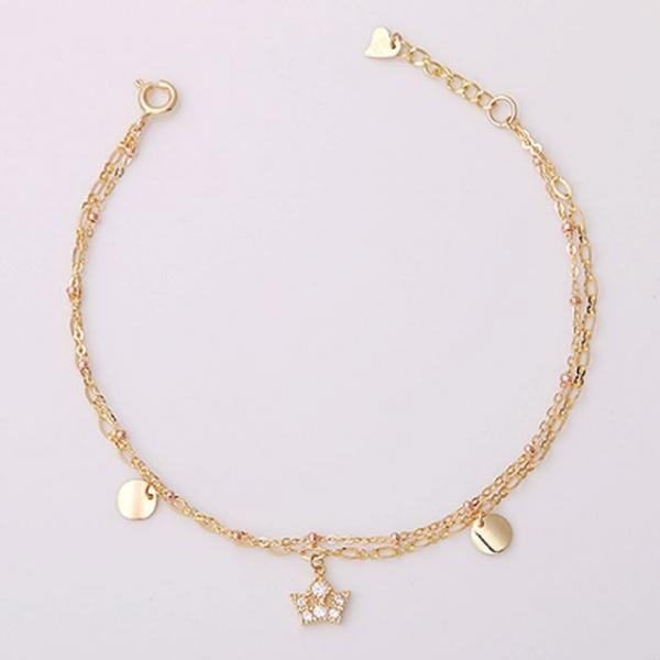 14K gold 루루왕관 골드 로즈골드 두줄 체인 금 팔찌